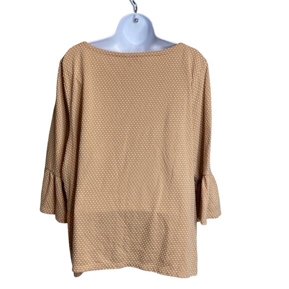 Talbots Women’s Beige Mini Swiss Dot Top Size 3XP Flowy Bell Sleeves Coastal - Picture 2 of 10